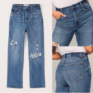 Abercrombie and Fitch high waisted, distressed, cropped jeans size 28